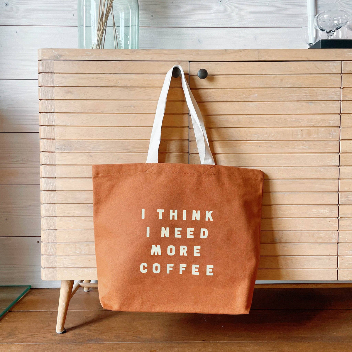 I Think I Need More Coffee - Tan Tote Bag