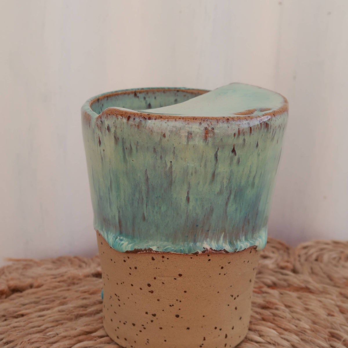 Handmade Ceramic Espresso Travel Keep Cup - Sea Green