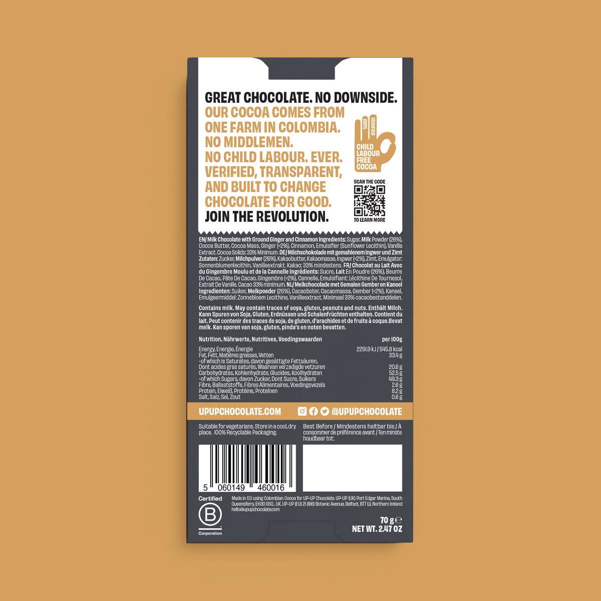 UP-UP Gingerbread Christmas Chocolate Bar 70g
