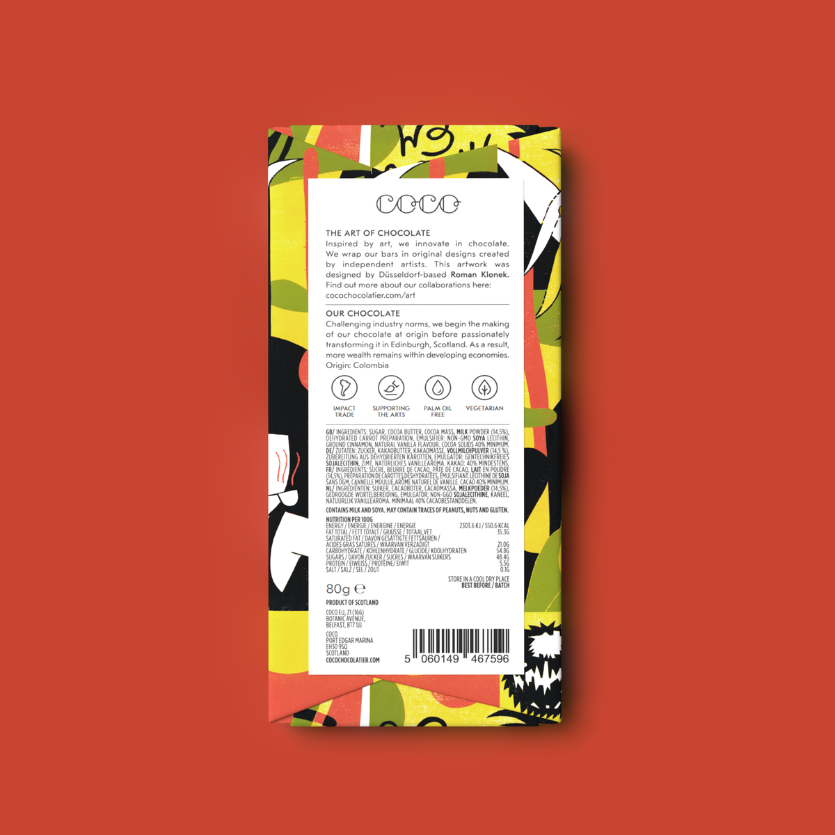 COCO - Carrot Cake Milk Chocolate Bar - 80g