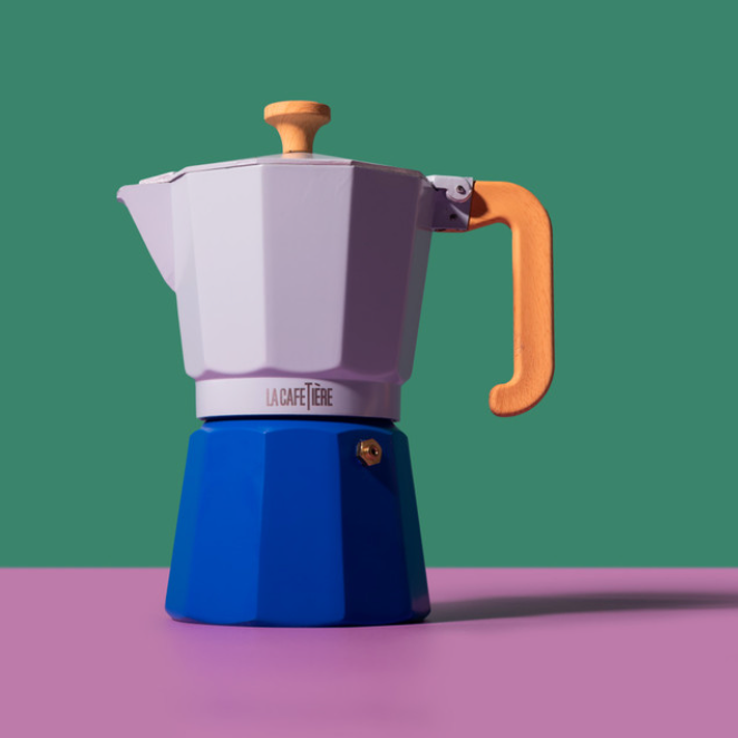 La Cafetiere Venice Stove Top Espresso Pot - Sky Blue 6 Cup