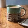 Wax Resist Green Glaze Mug