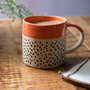 Wax Resist Orange Glaze Mug