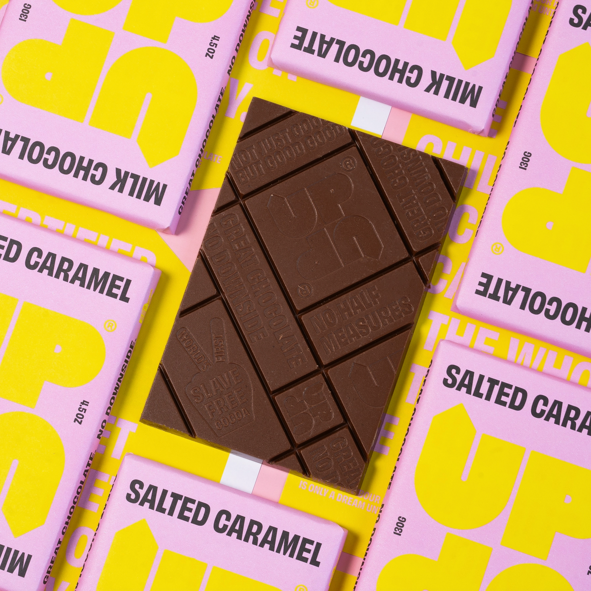 UP-UP Salted Caramel Milk Chocolate Bar 130G/4.6oz