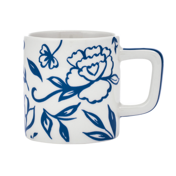 La Cafetière Ceramic Espresso Cup, White Blu Fiorato, 120ml