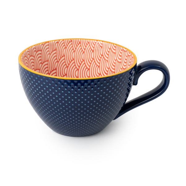 Red and Blue Arc Stoneware Mug, 330ml