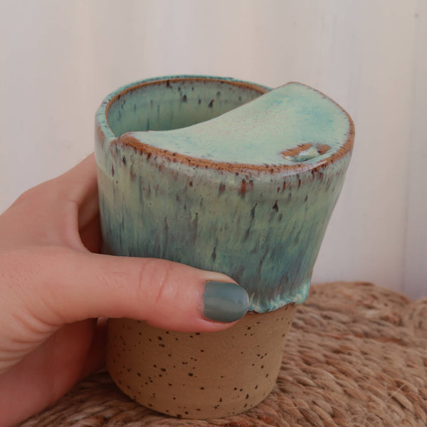 Handmade Ceramic Espresso Travel Keep Cup - Sea Green