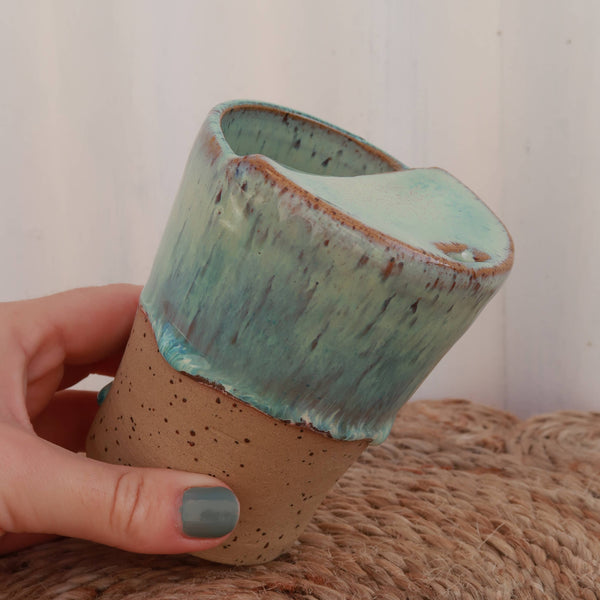 Handmade Ceramic Espresso Travel Keep Cup - Sea Green