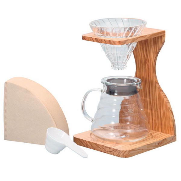 Hario V60 Olive Wood Stand Set